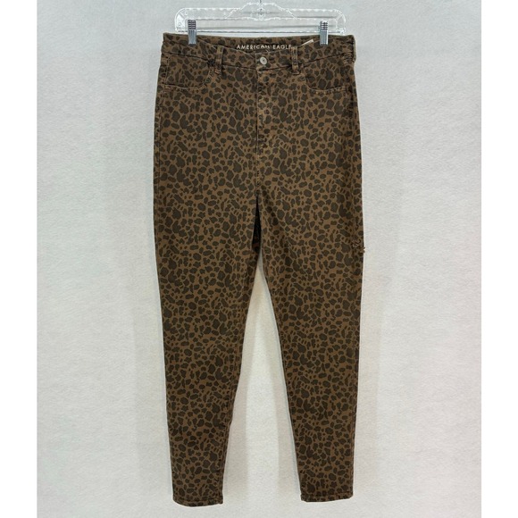 American Eagle Curvy Super Hi-Rise Jegging Size 14 Leopard Print Stretch - Picture 1 of 12